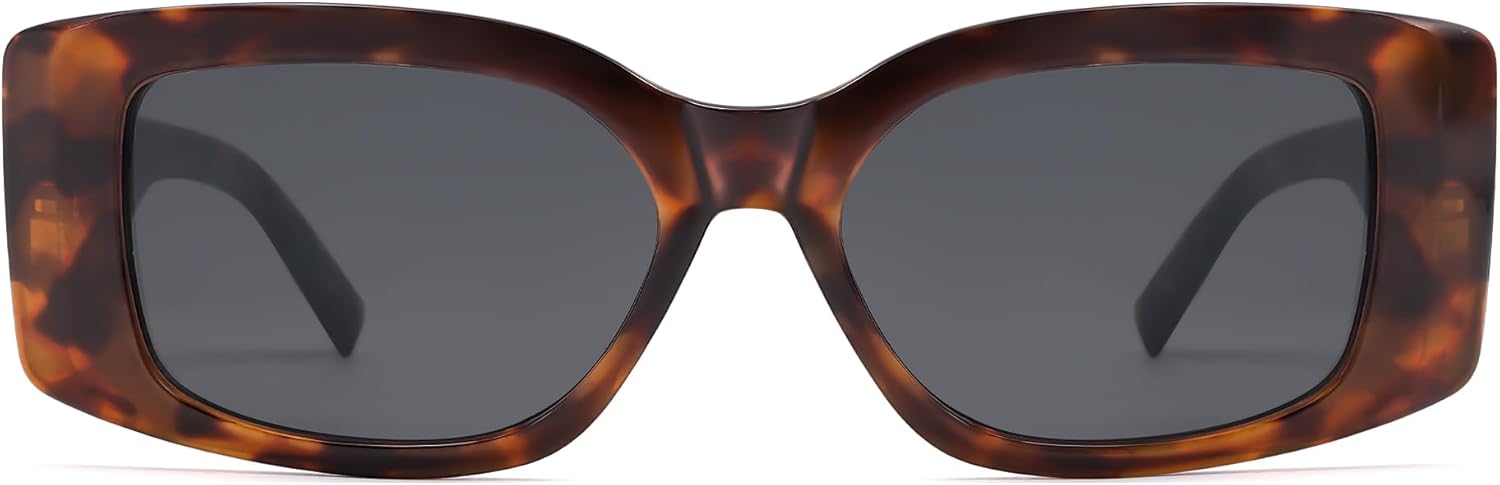 

Солнцезащитные очки в стиле ретро прямоугольной формы для женщин и мужчин, модные винтажные квадратные солнцезащитные очки с защитой от УФ-излучения UV400 Thryvox, C2 Tortoise/Grey