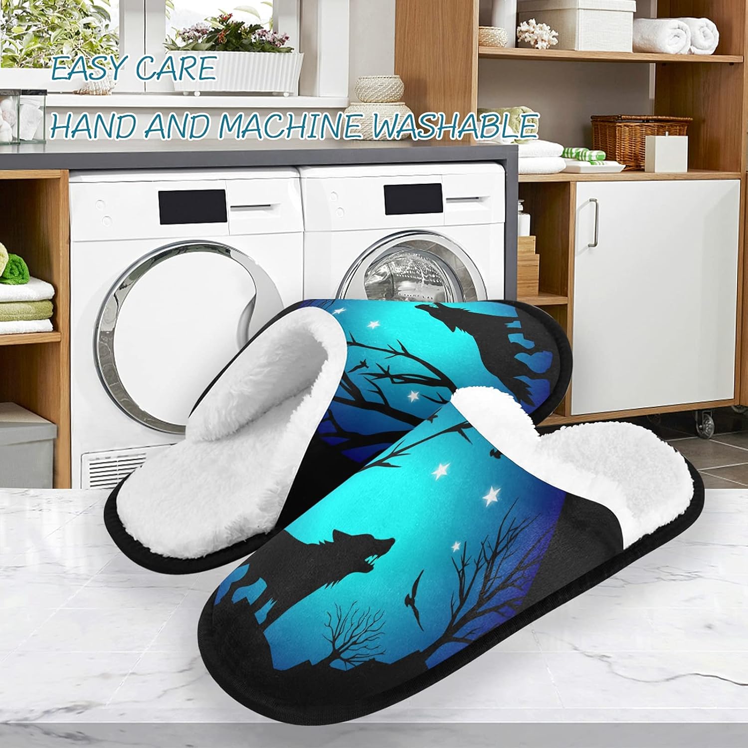 Тапочки Umidedor мягкие, нескользящие, для дома, спальни, отеля, путешествий и спа, Wolf — фото 3