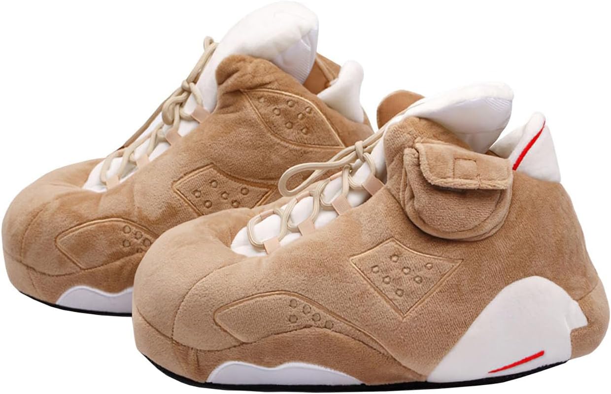 

Унисекс уютные модные большие домашние тапочки-кроссовки с нескользящей подошвой - универсальный размер Mululian, светло-коричневый