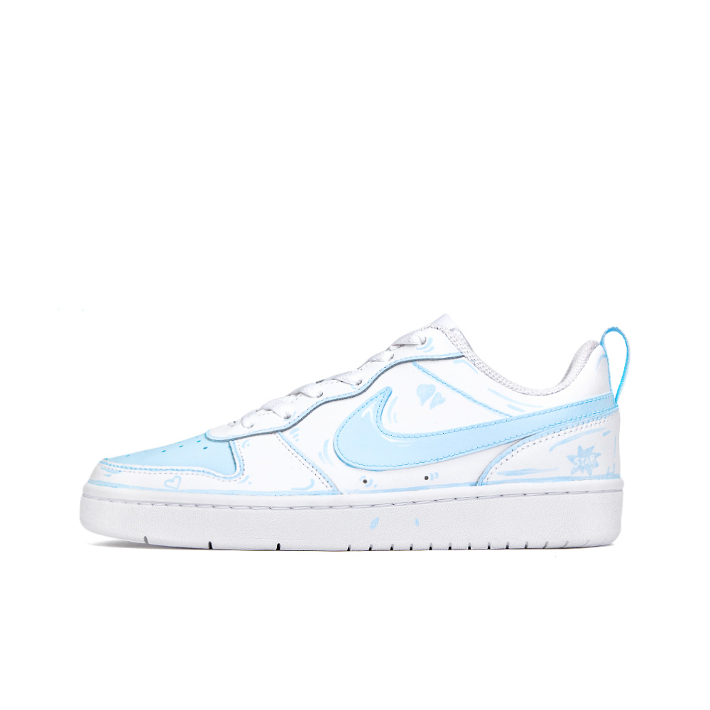 

Кроссовки Nike Court Borough Skateboard Shoes Women's Low-Top White Blue, Синий, Кроссовки Nike Court Borough Skateboard Shoes Women's Low-Top White Blue