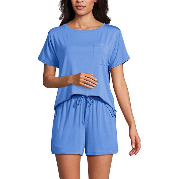 

Женский комплект пижамы с коротким рукавом и шортами Lands' End, Crisp Blue