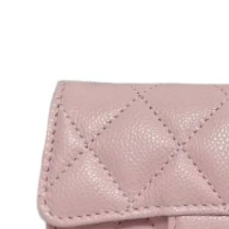 CHANEL Женский картхолдер из телячьей кожи цвета цветущей сакуры — фото 4