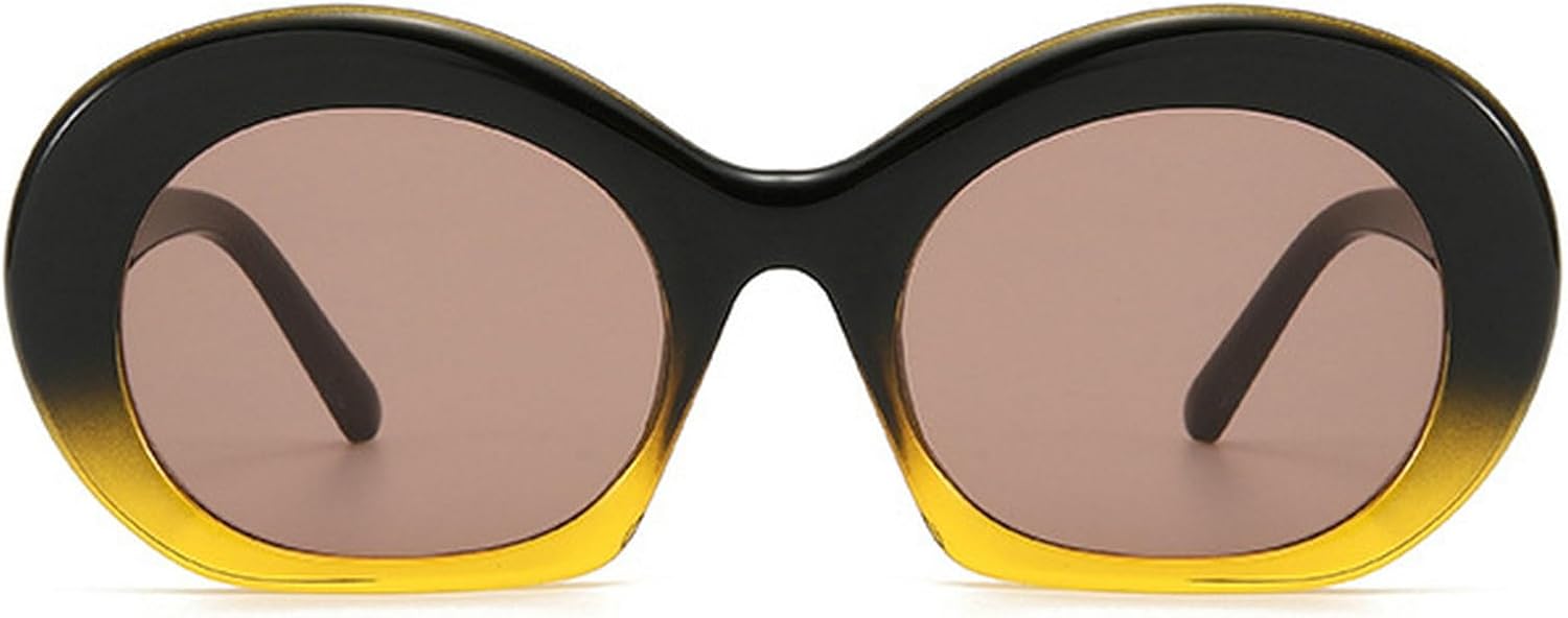 

Ретро круглые солнцезащитные очки для женщин, модные очки в крупной оправе в стиле 90-х, защита от УФ-излучения, стильные солнцезащитные очки mincl, Black Brown Yellow