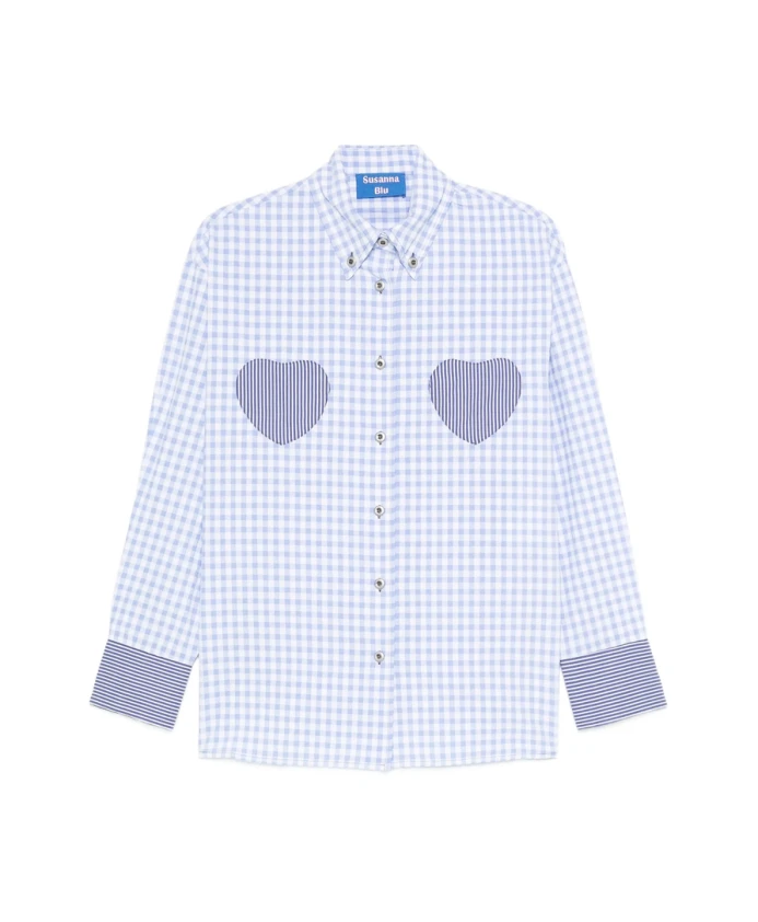 

Рубашка в клетку Dalia с деталями в виде сердечек Susanna Blu, синий