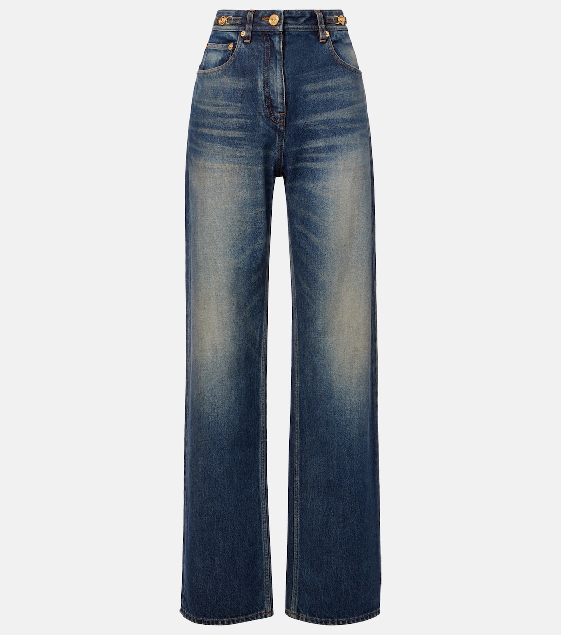 

Джинсы с высокой посадкой и широкими штанинами Versace, Medium Blue