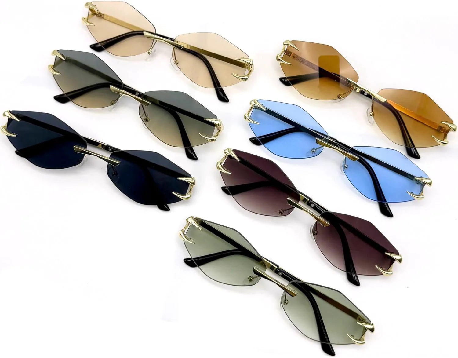 

bullabulling Модные солнцезащитные очки без оправы для женщин, многоугольные солнцезащитные очки в стиле металл-панк для активного отдыха, мужские очки UV400, C2