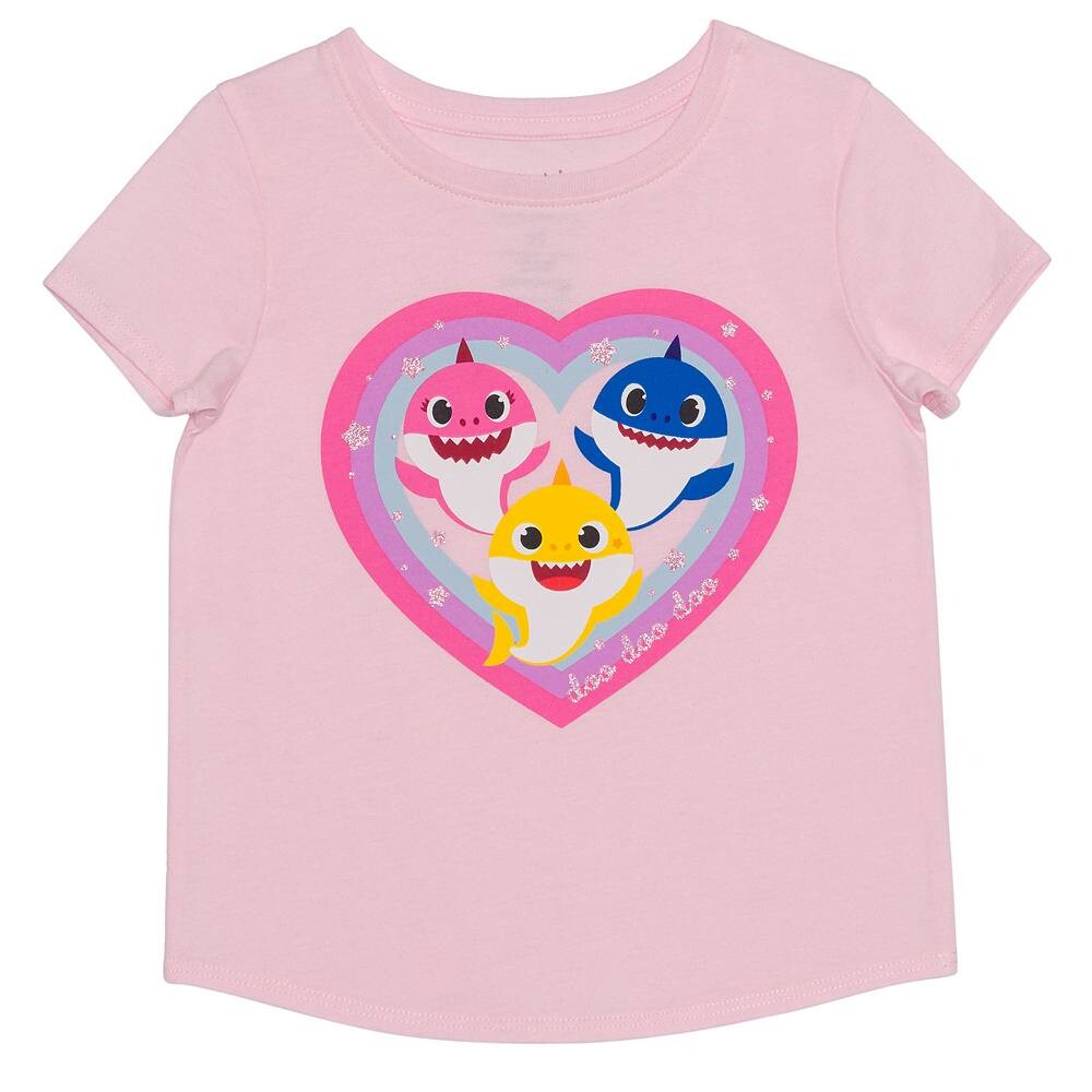 

Футболка Jumping Beans Baby Shark Family Hearts для девочек и малышей, цвет Pink Veranda