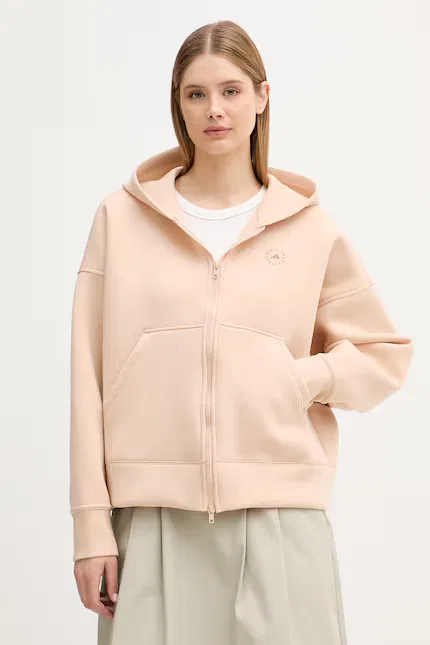 Толстовка на молнии с капюшоном свободный крой Adidas by Stella McCartney, розовый