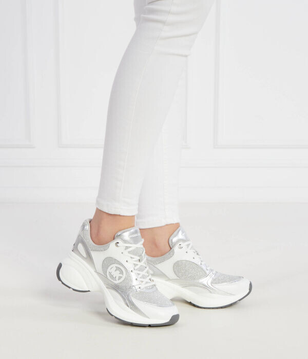 Кроссовки женские Michael Kors Zuma trainer комбинированные на танкетке, серебряный — фото 2
