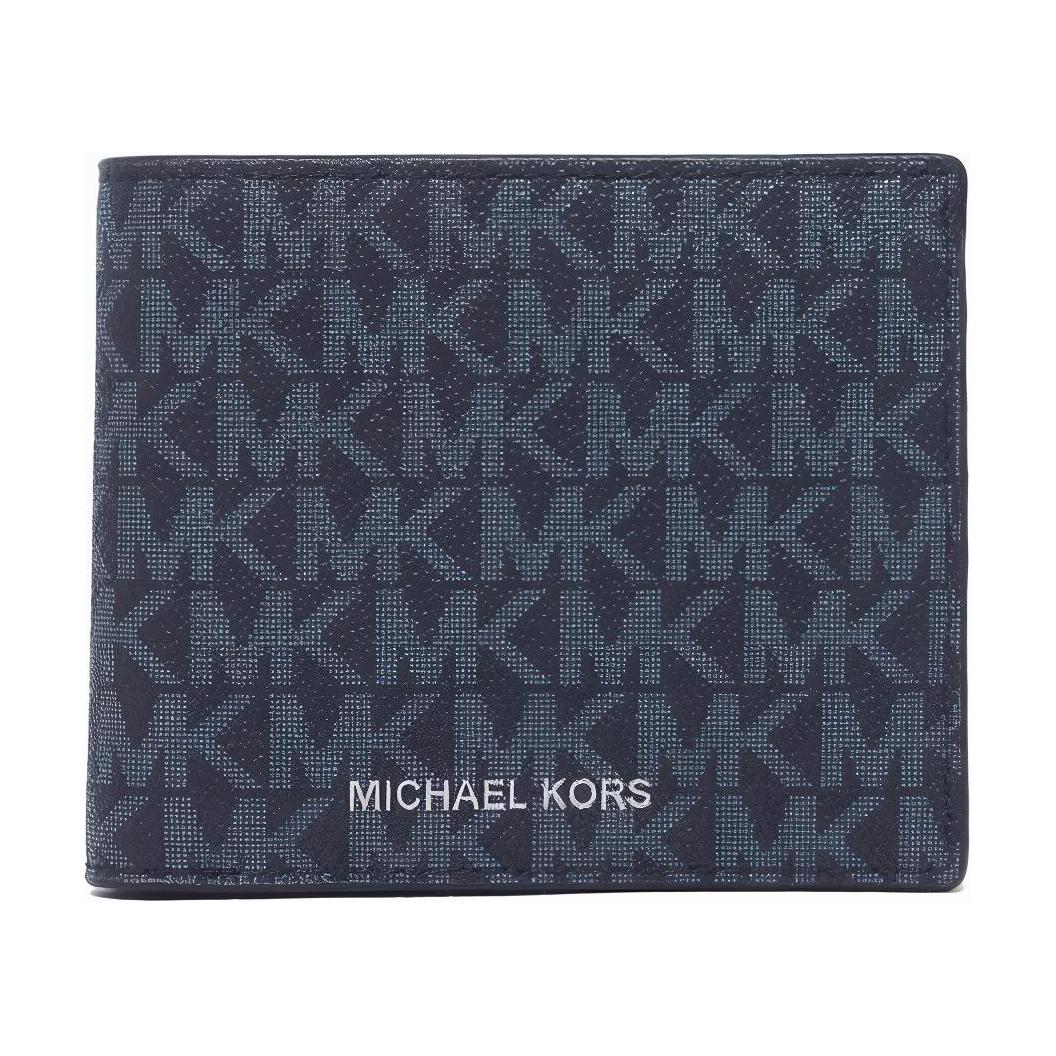 

MICHAEL KORS Билфорд визитница из ПВХ для мужчин в темно-синем цвете с монограммой