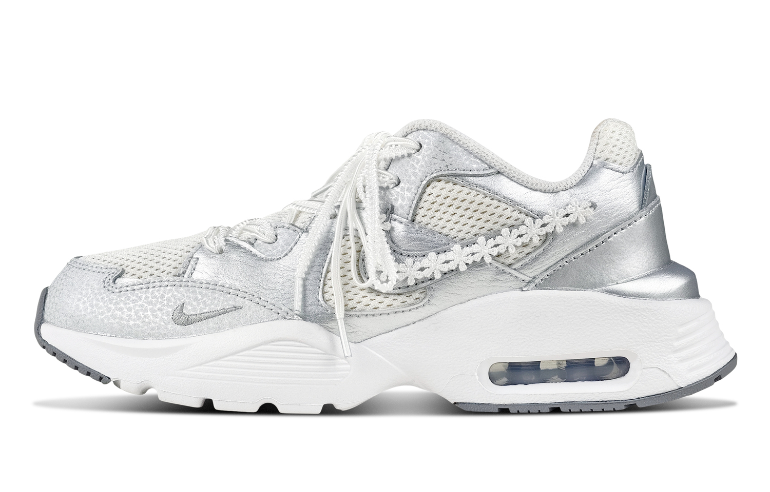 

Nike Женские кроссовки для беска Air Max Fusion с технологией амортизации, устойчивостью к истиранию, дышащие, низкие, серебристые