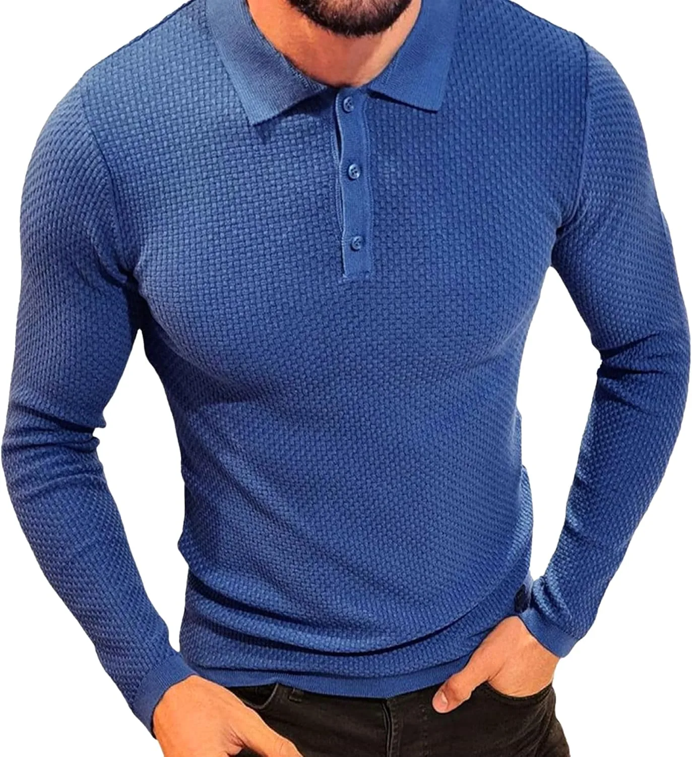 

Мужской свитер Slim Fit с вафельной вязкой Maiyifu-GJ