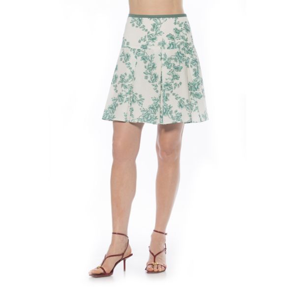 

Женская юбка с контрастным поясом и складками Alexia Admor, цвет green floral