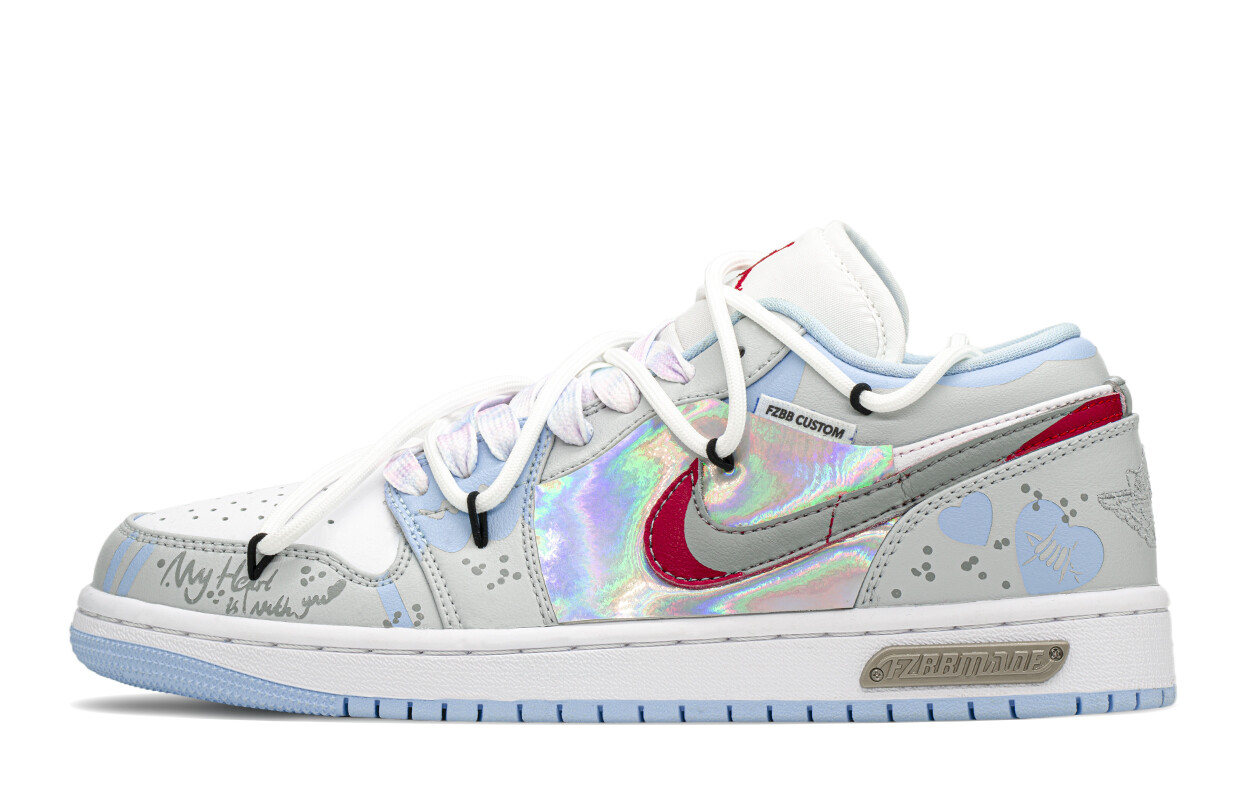 

Кроссовки Air Jordan 1 Vintage Basketball Shoes Women's Low-top Gray/Blue/Silver/Red, серый/синий