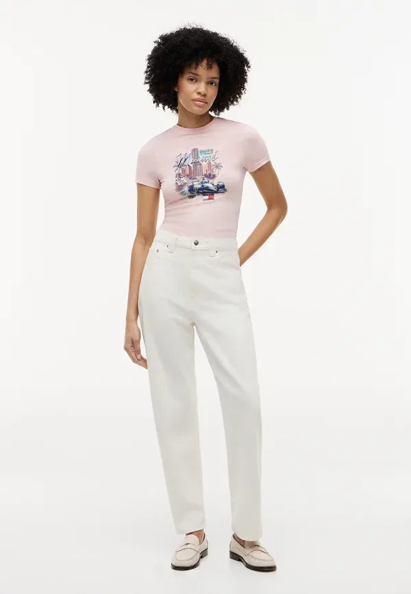 Футболка Th x Cadillac Formula 1 Team Baby Tee Miami Print T-Shirt Tommy Hilfiger, розовый — фото 2