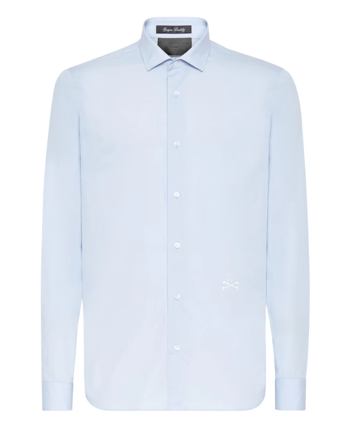 

Рубашка с вырезом "Сахарный папочка" Philipp Plein, синий