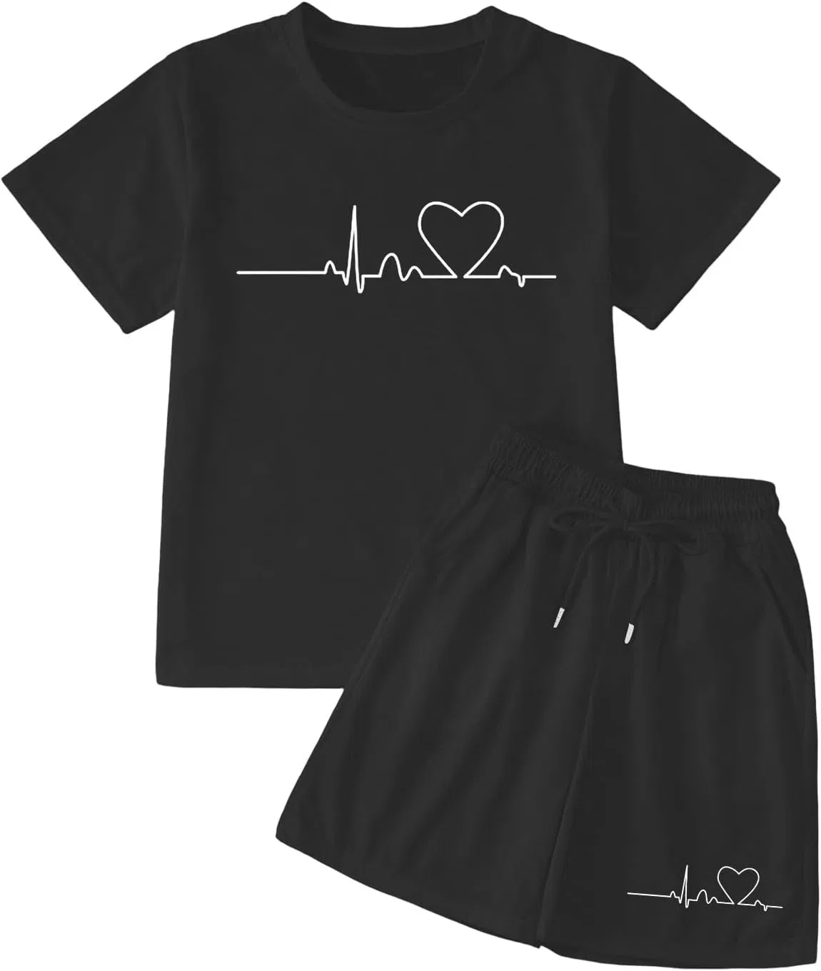 Детский спортивный костюм из футболки и шорт, Generic, B48 Black — фото 3