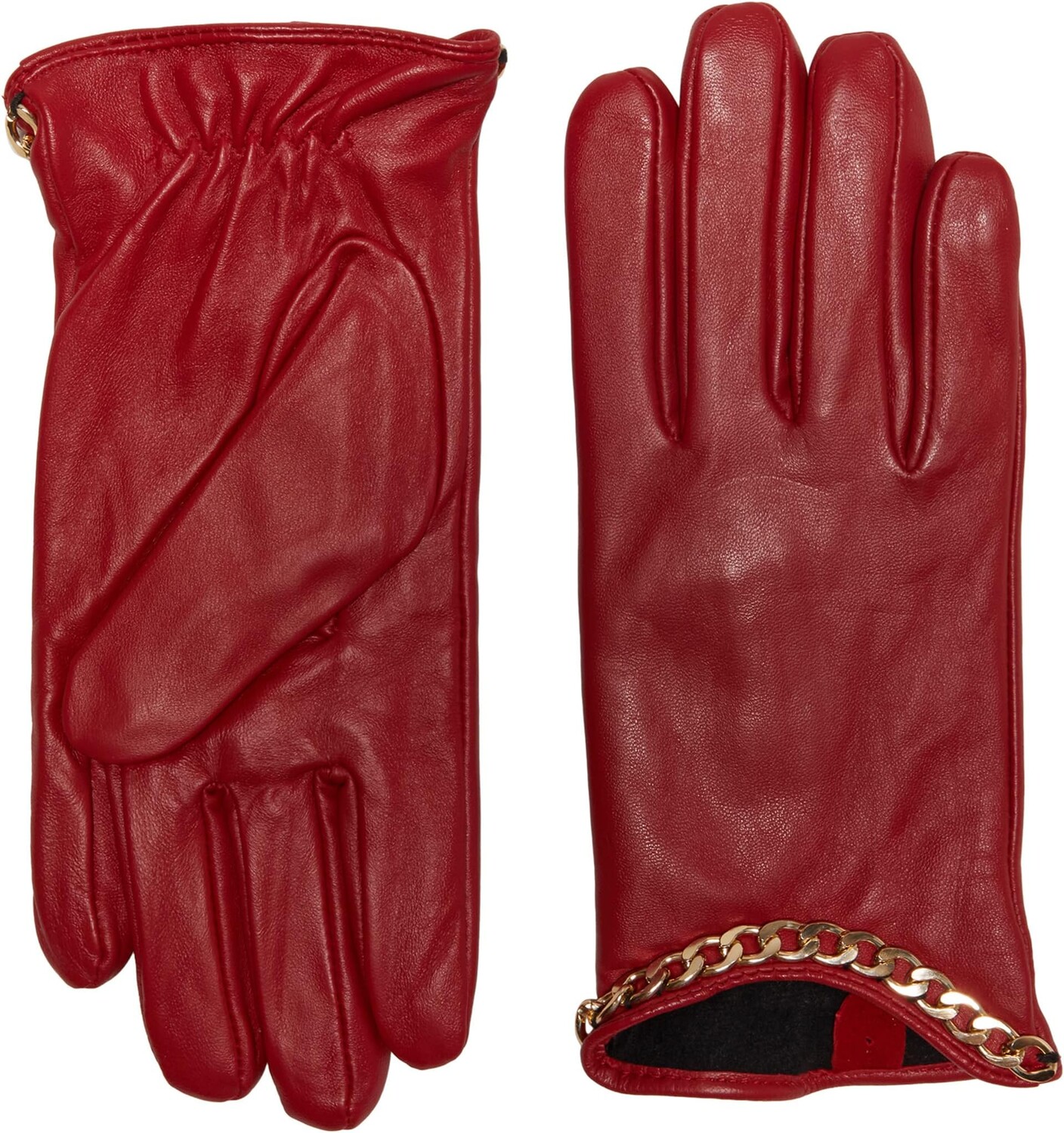 

Перчатки Badgley Mischka Kid Leather Gloves with Chain, красный