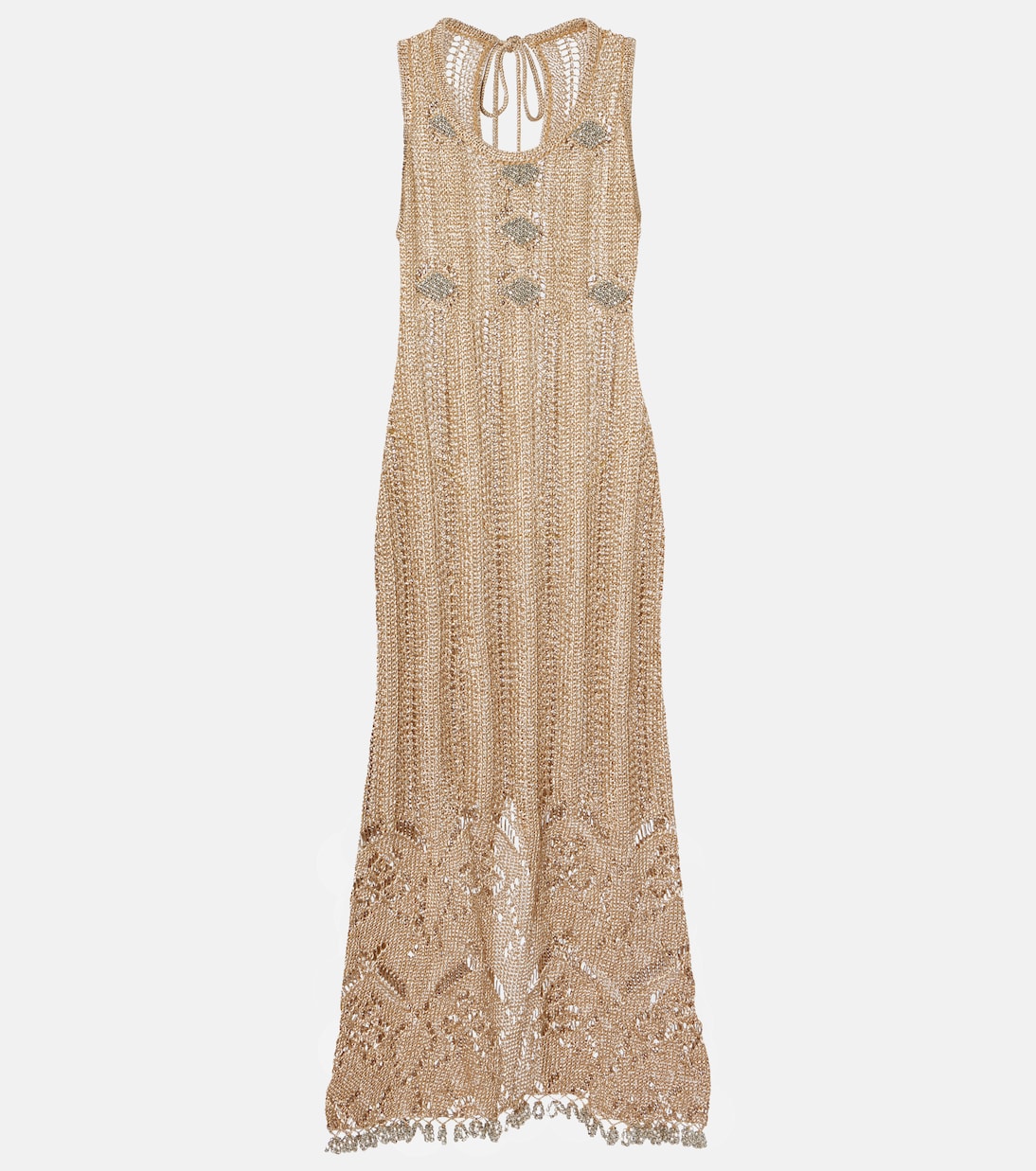 

Платье миди с декоративным узором, связанное крючком Rabanne, Light Gold
