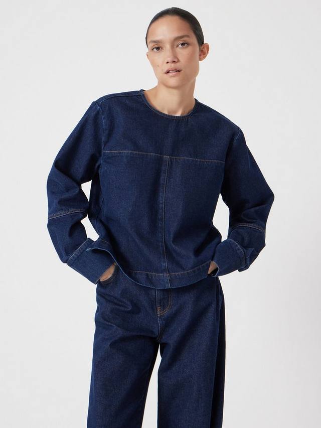 

Длинная джимовая блузка с рукавами HUSH, Mid Blue