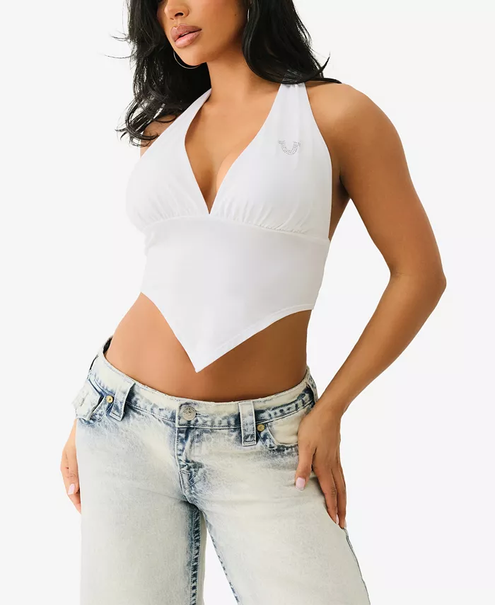 

Женский топ-бандо на запах с открытыми плечами True Religion, белый