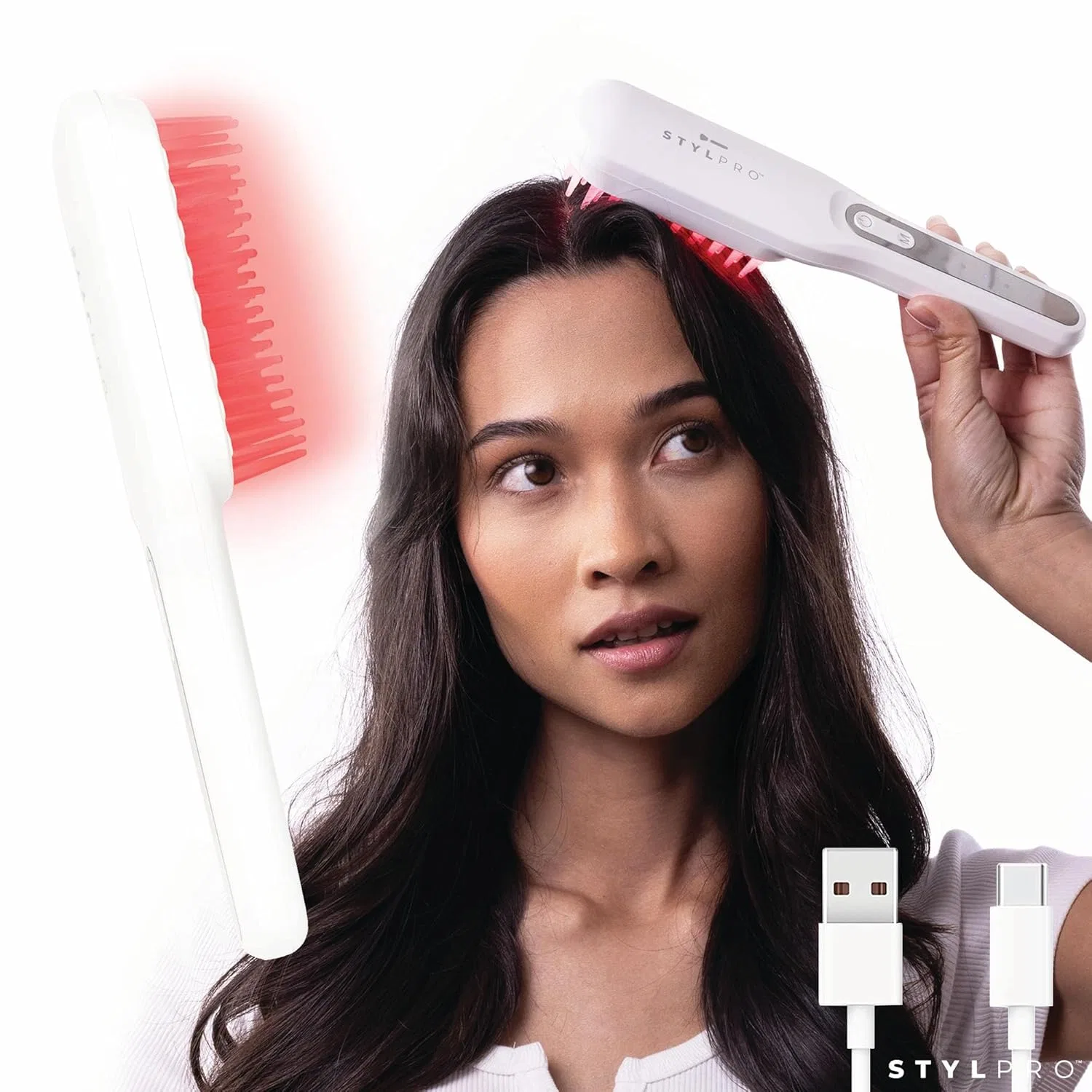 Щетка для волос STYLPRO LED Red Light с красным светом Stylpro