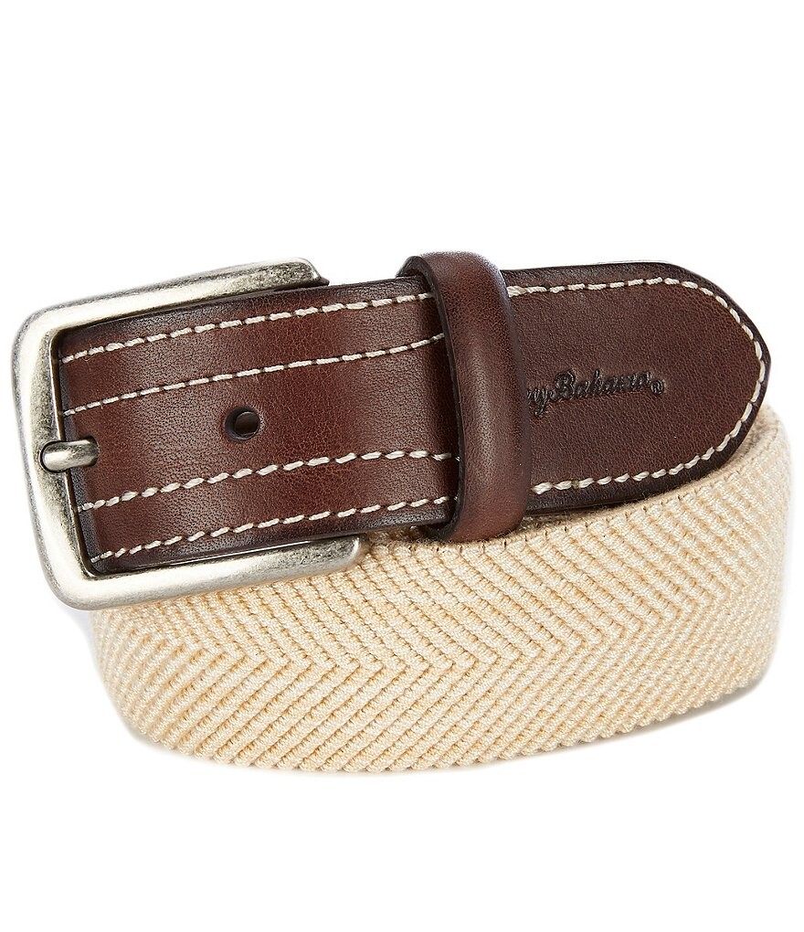 

Ремень Tommy Bahama с плетеной кожаной отделкой и эластичным шевроном, бежевый