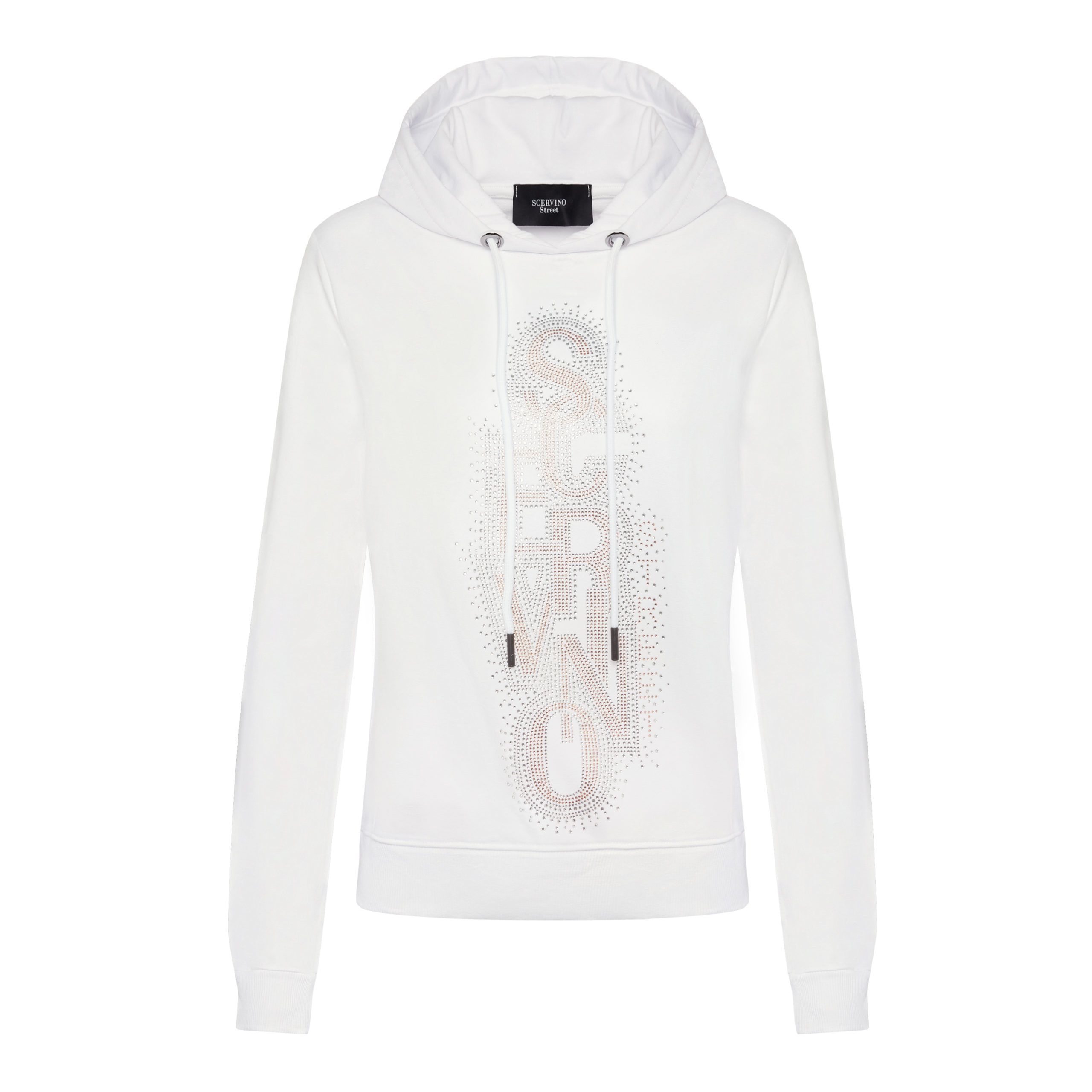 

Белый хлопковый женский свитер с капюшоном Ermanno Scervino