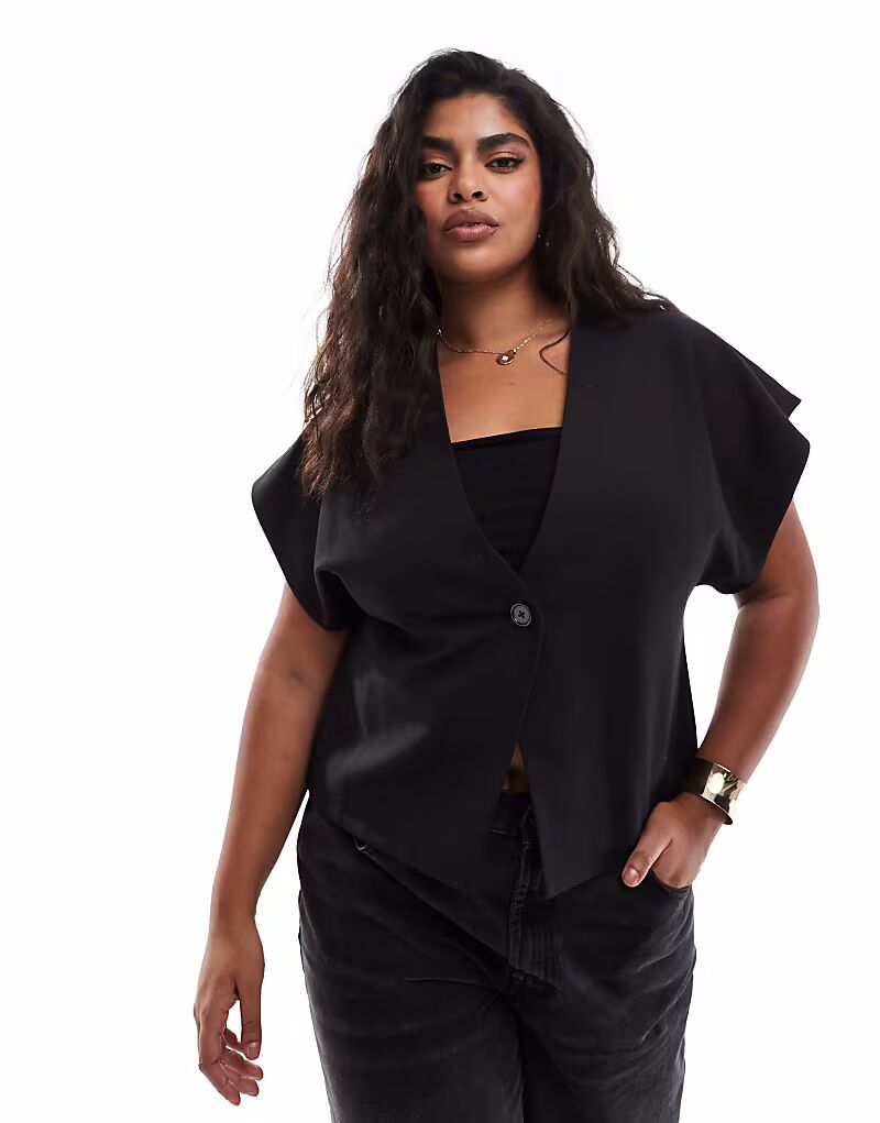 

Жилет с запахом ASOS DESIGN Curve черного цвета