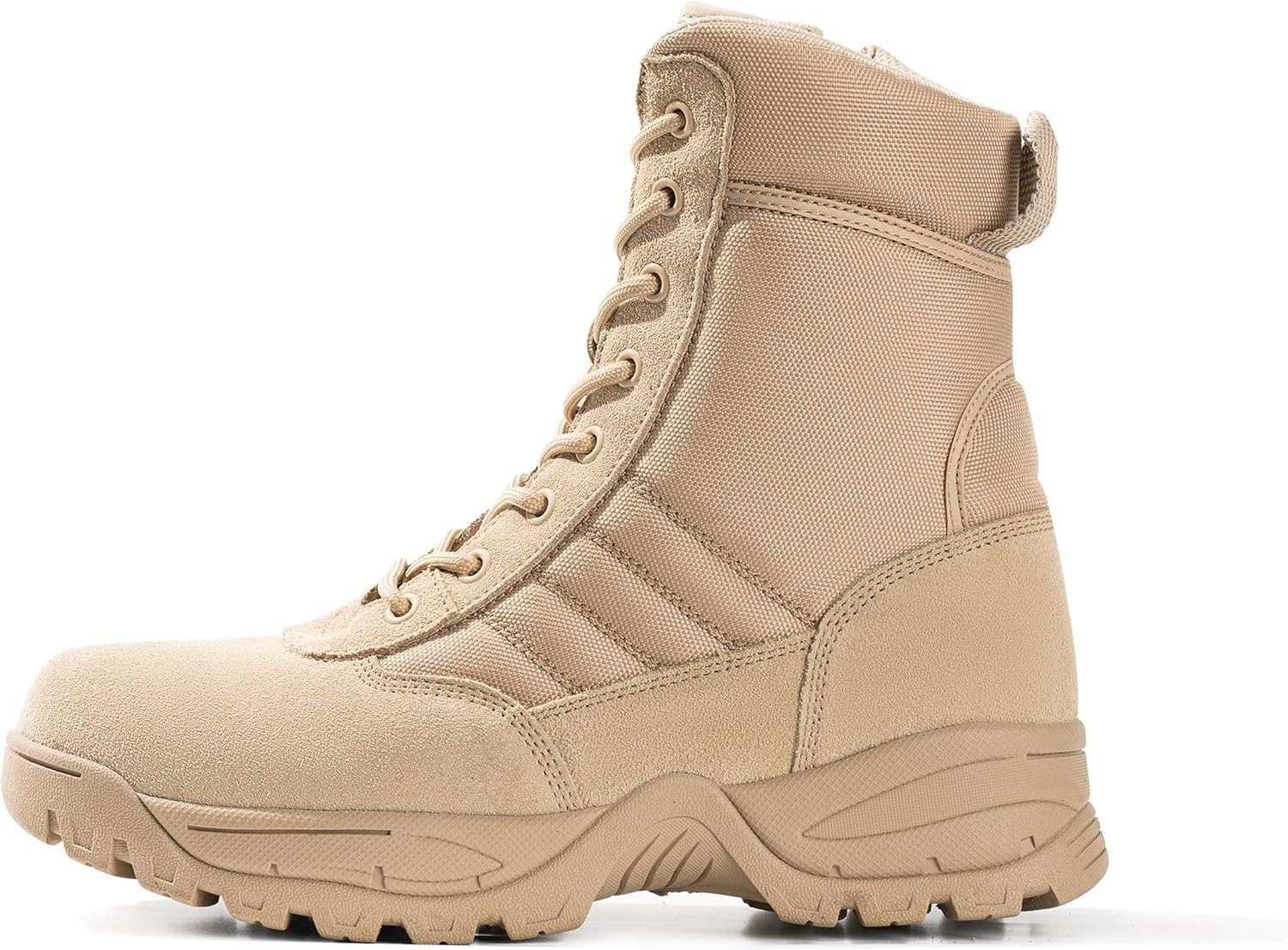 

Мужские тактические военные ботинки черного цвета, водонепроницаемые кожаные, мотоботинки для боя с боковой молнией, противоскользящие и удобные для ношения весь день (6-20 см) Wideway