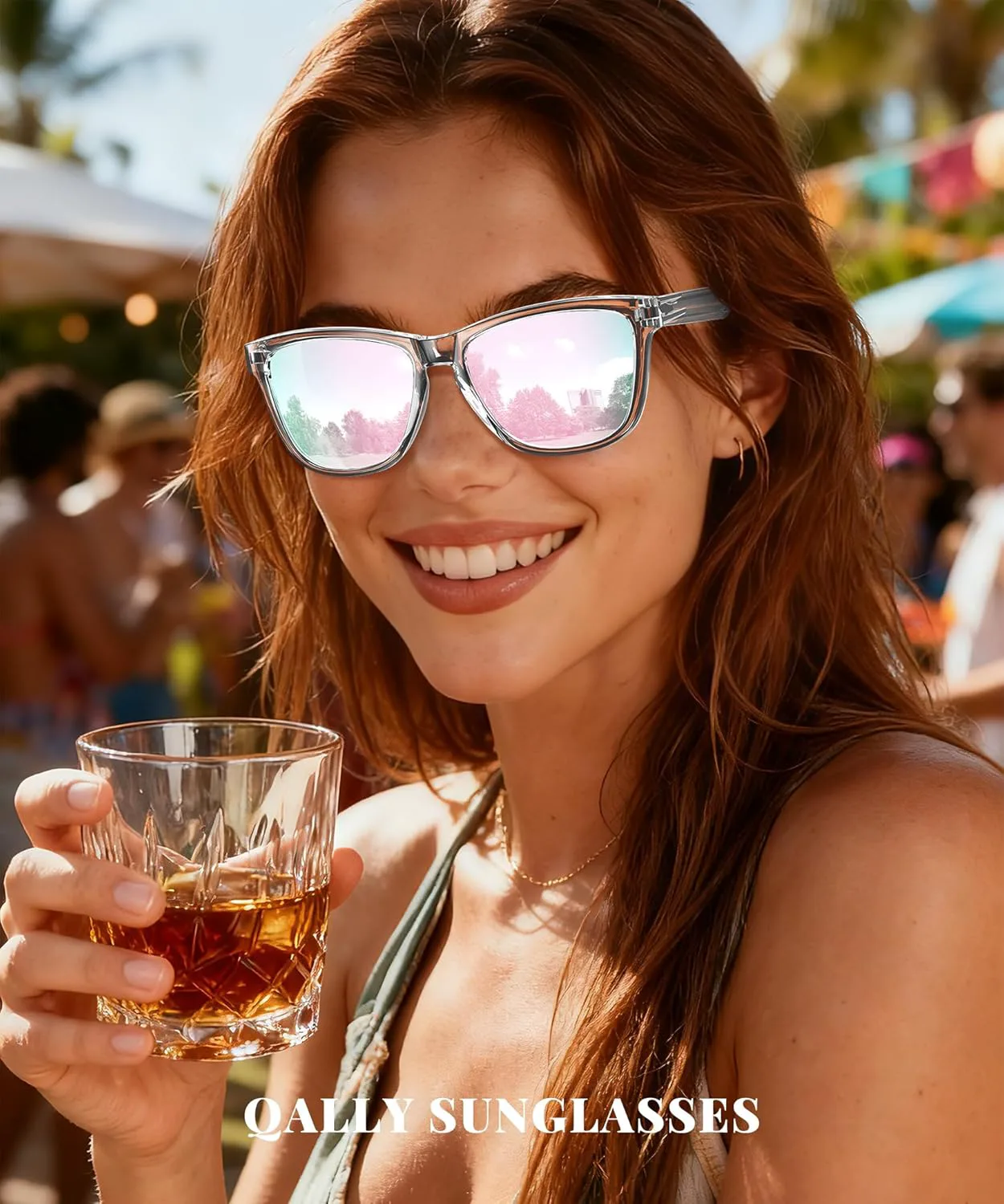 

Женские поляризованные солнцезащитные очки: модные поляризованные солнцезащитные очки с защитой UV400 QALLY, A10-gradient Brown + Clear Brown + Clear Sakura Pink