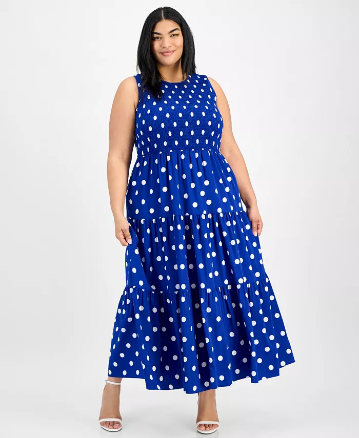 

Платье без рукавов с присборенным лифом больших размеров Anne Klein, синий