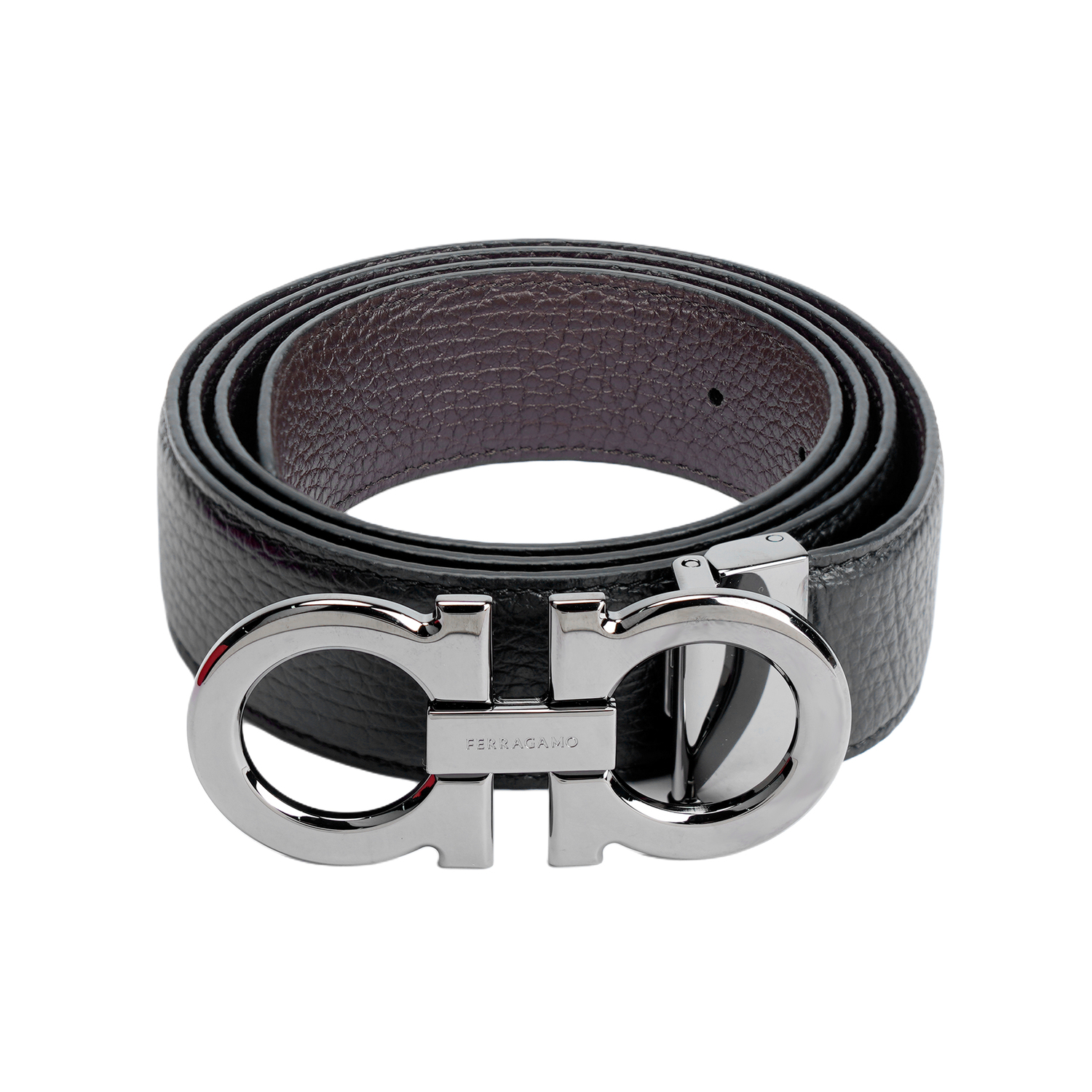 

Ferragamo Ремень из кожи с реверсивной пряжкой Gancini, Black