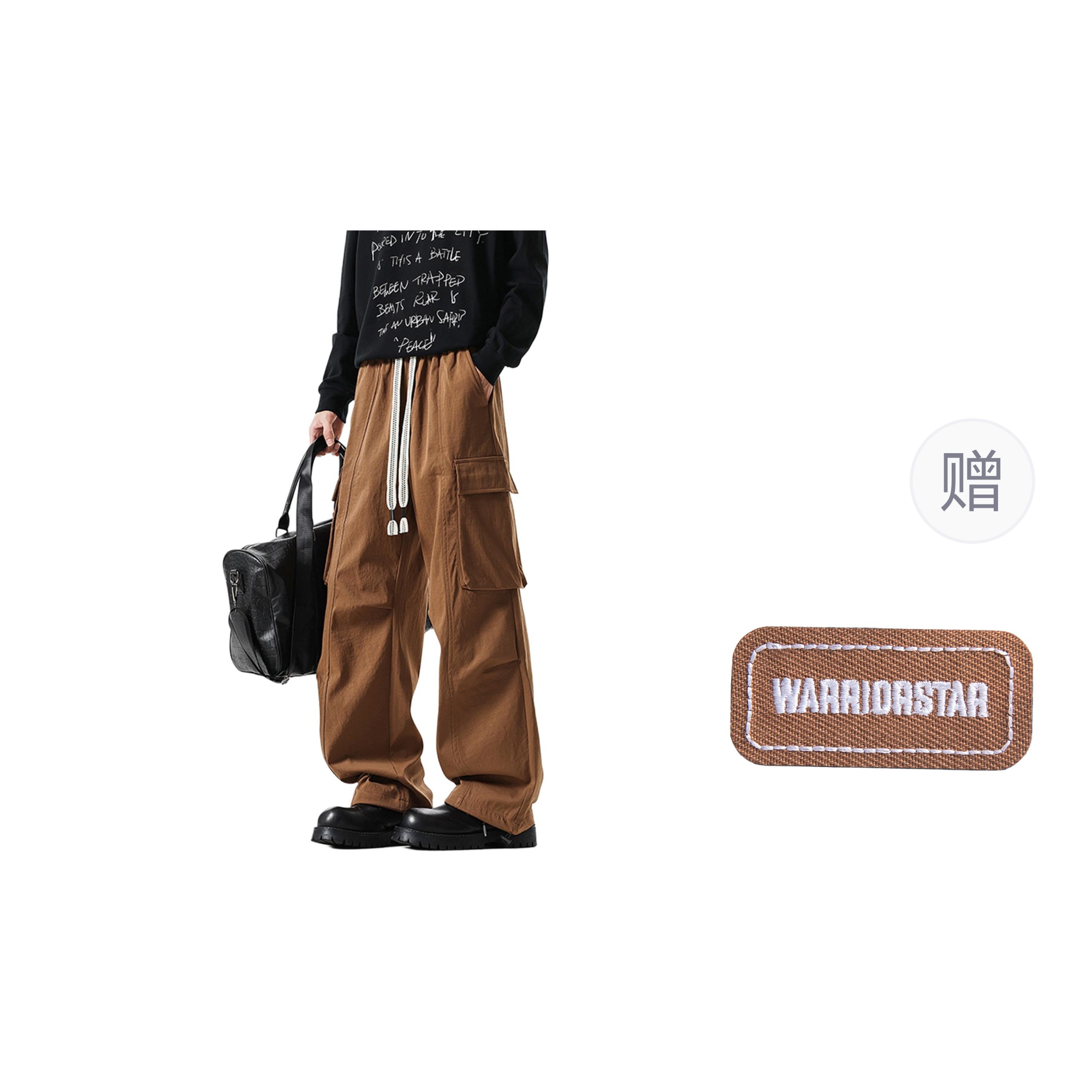 

Кargo брюки Unisex Moderate WARRIOR, coffee[free diy badge]