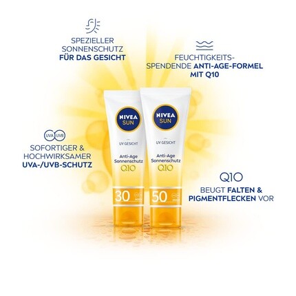 Антивозрастной солнцезащитный крем для лица Q10 с SPF 50, 50 мл, Nivea — фото 2