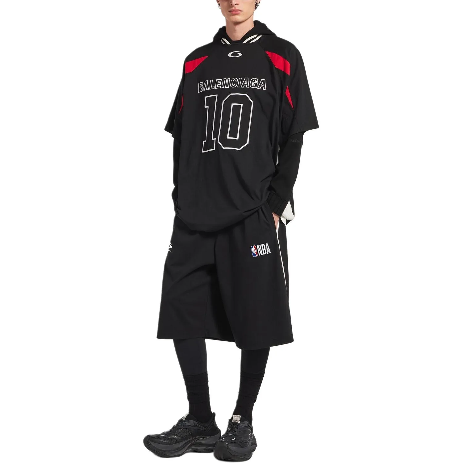 NBA Casual Shorts Loose Fit мужские Balenciaga, черный — фото 3