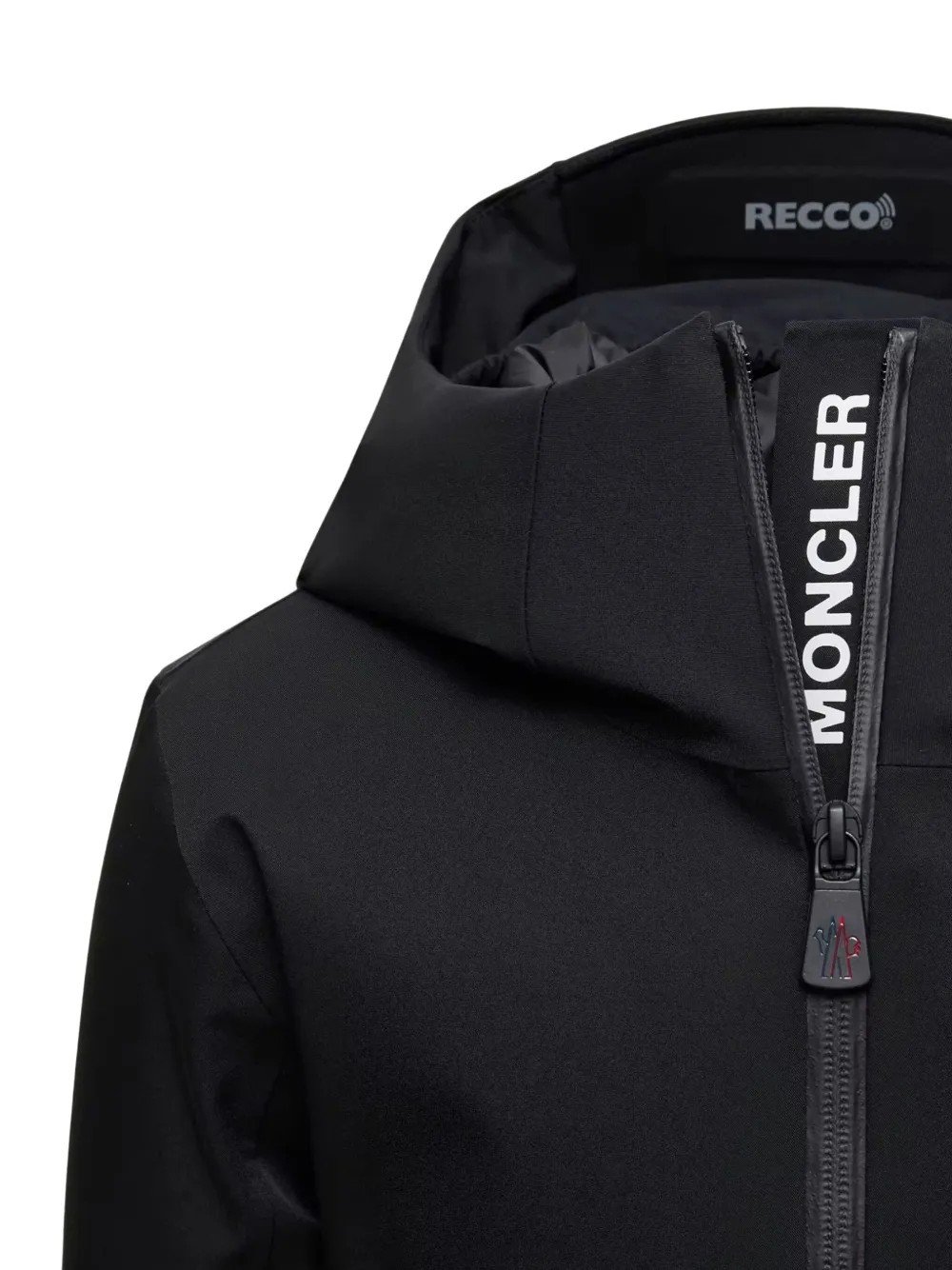 Лыжная куртка с капюшоном и поясом Moncler Grenoble Kids, черный — фото 4