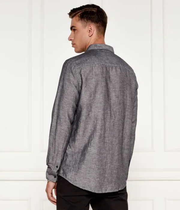 Льняная рубашка slim fit Calvin Klein, серый — фото 3