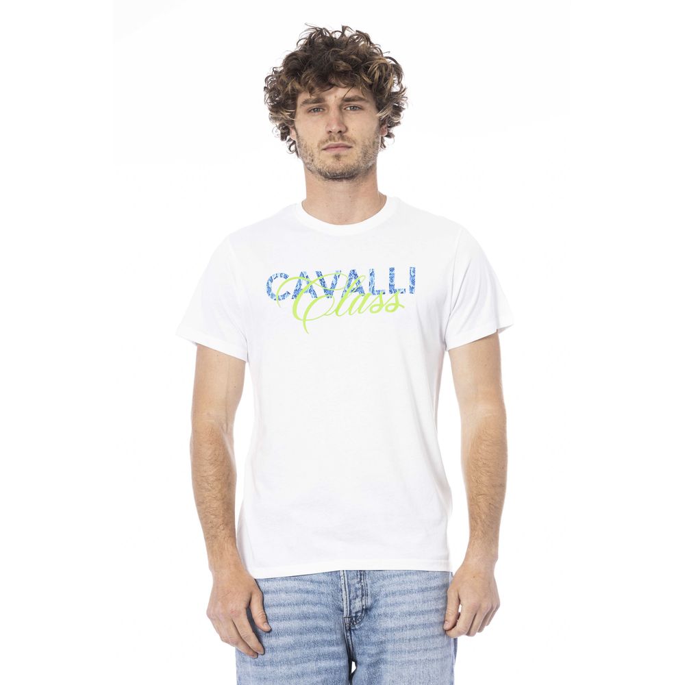 

Белая хлопковая мужская футболка cavalli CLASS