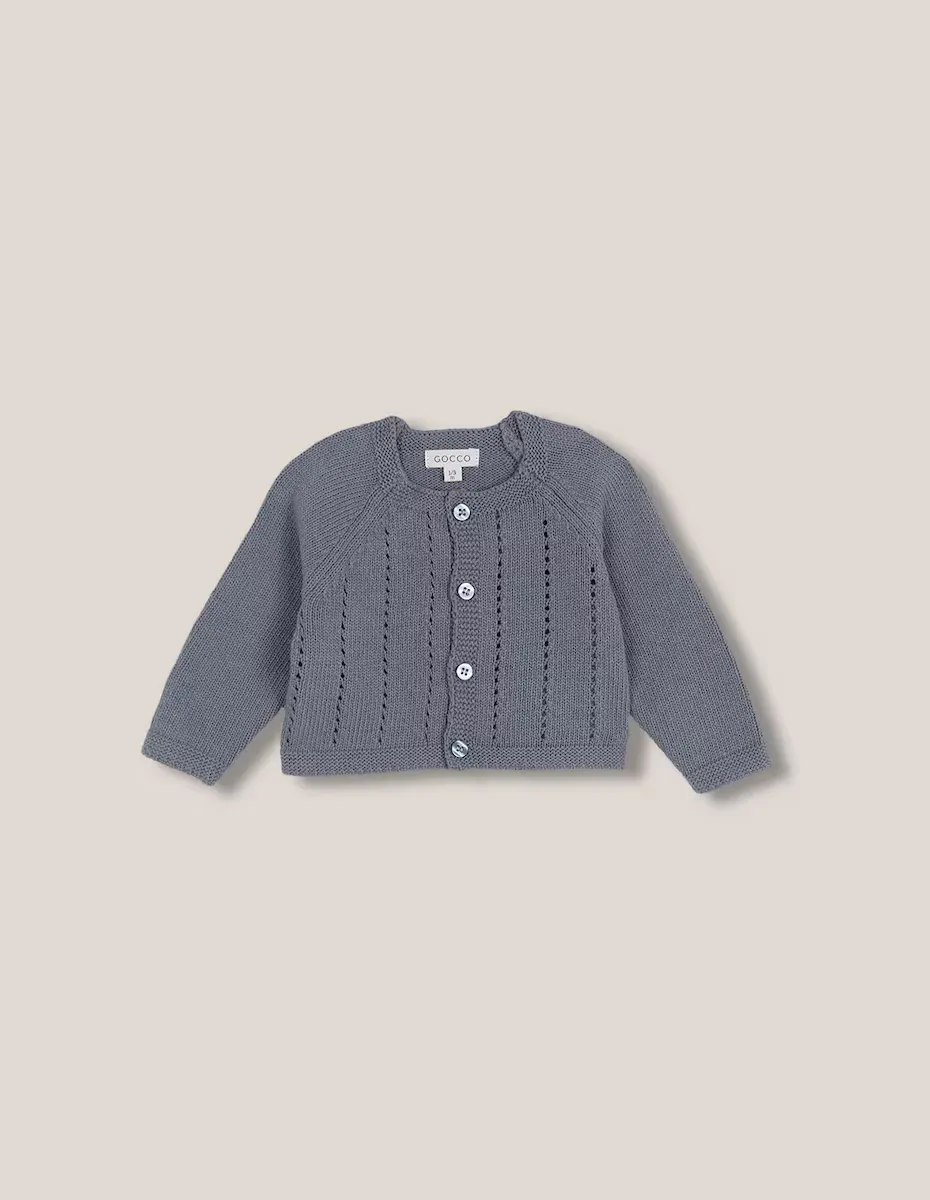 

Трикотажная детская куртка с дренажной деталью Gocco, голубой