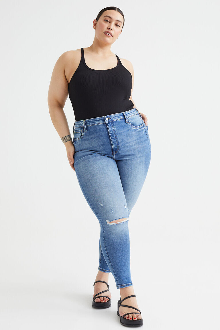 

Джинсы скинни с ультравысокой лодыжкой true to you H&M, синий