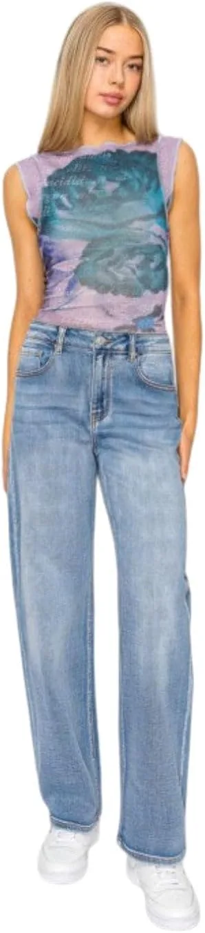 

Джинсы SALT TREE Wax Jeans Women's Potassium Wash High Waisted Straight Leg