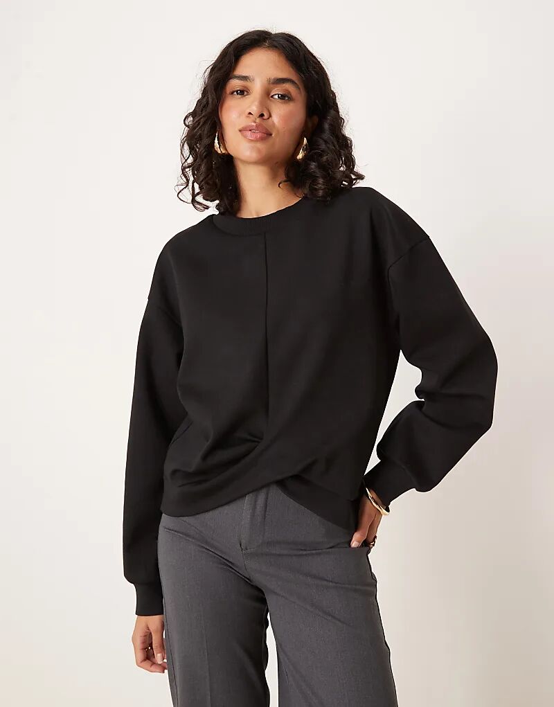 

Топ ASOS DESIGN с длинными рукавами из перекрученной пряжи черного цвета