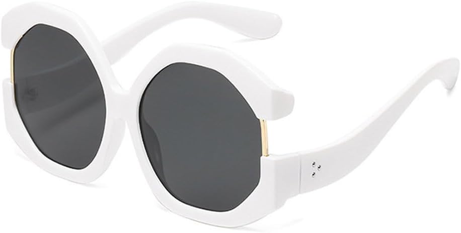 

Популярные модные солнцезащитные очки Polygon для женщин, полуободковые солнцезащитные очки, трендовые женские очки с защитой от УФ-излучения UV400 TKKTLLT, White-black