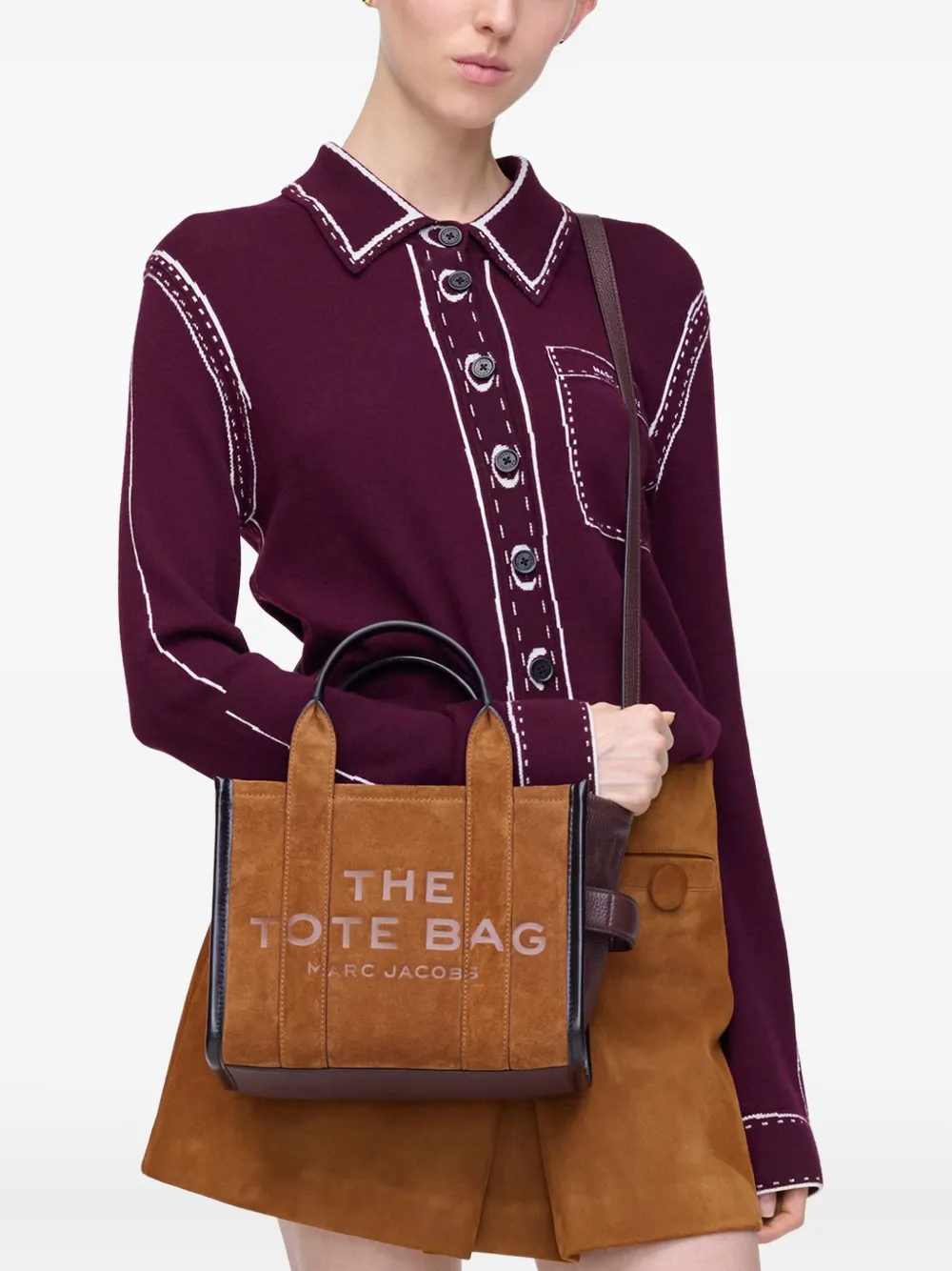 Сумка-тоут из замши небольшого размера MARC JACOBS, коричневый — фото 2