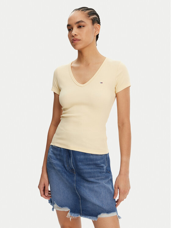 

Облегающая футболка Essential DW0DW17385 Tommy Jeans, желтый
