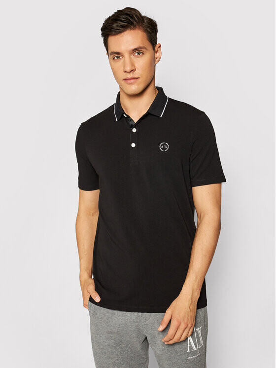 

Узкая рубашка-поло Armani Exchange, черный