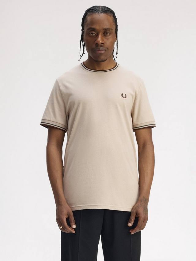 

Футболка с круглым вырезом из хлопка с двойной окантовкой Fred Perry, Wrmot/Crtgr/Btob
