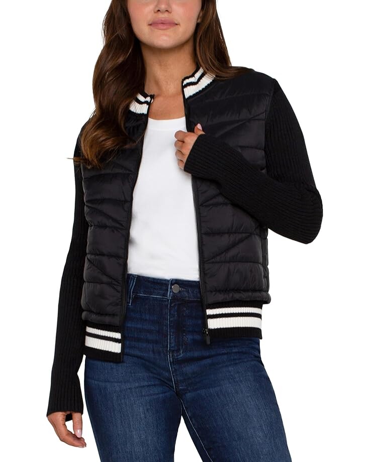

Свитер Liverpool Los Angeles L/S Quilted Front Full Zip Sweater, черный