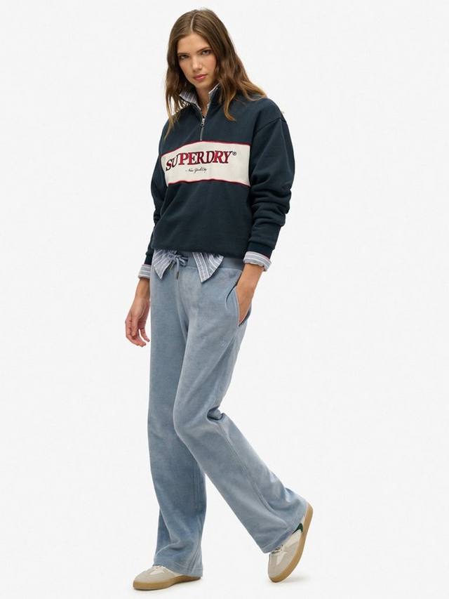 Вельюровые широкие спортивные брюки Superdry, Tidal Blue — фото 3